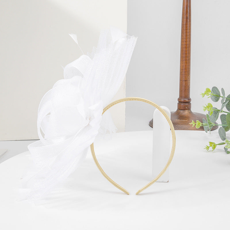 Wholesale Headbands Hats Headwear Sinamay Top Hat Veil Hat Wedding Tea Party Elegant Retro With Splicing Tulle Headpiece Headwear